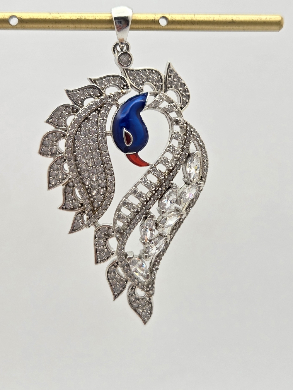 Sterling Silver 925 Blue Enamel & CZ Peacock Statement Pendant
Stunning artisan
